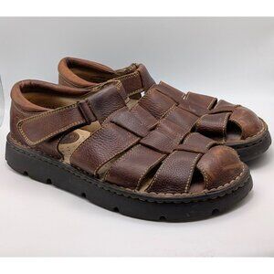 Born Mens Size 9 Brown Fisherman Sandals Closed Toe Leather Straps Comfort